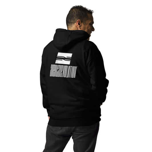 American Evolution Hoodie (Back Logo) - Black and White